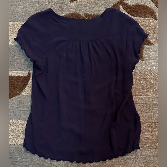 Anthropologie | Maeve Blue Swiss Dot Top w Short Split Sleeves w Button Detail - Picture 3 of 6
